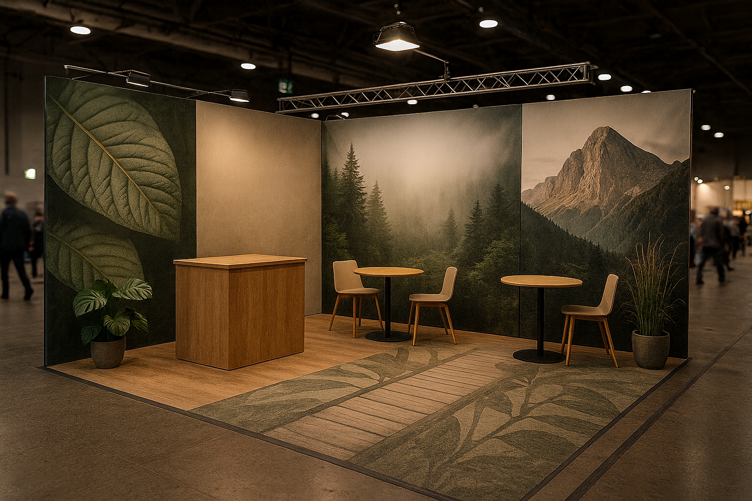 Messeauftritt mit individueller Wand- und Bodengestaltung